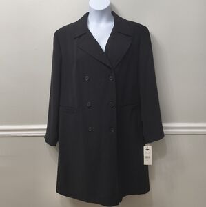 Gallery Woman Simple Black Double Breasted Coat Jacket Size 2X Closet Staple